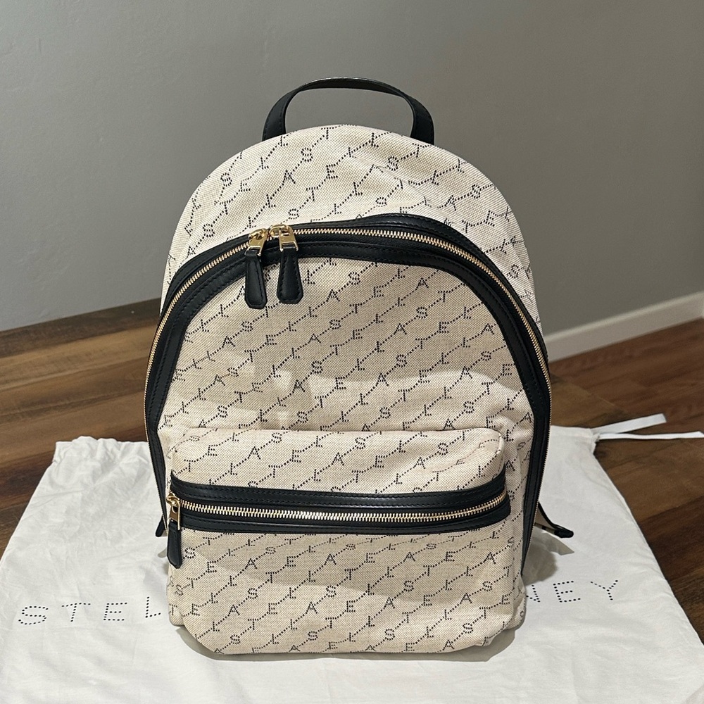 Stella McCartney Beige and Black Patterned Backpack